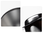 A two-panel close-up of the Orea O1 brewer in silver. The shots emphasize the industrial, brushed stainless steel texture and the precisely curved, petal-like edges of the base.