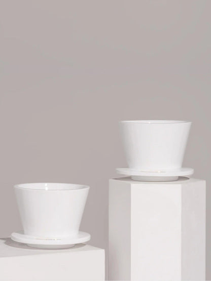 White Timemore B75 ceramic coffee dripper on display