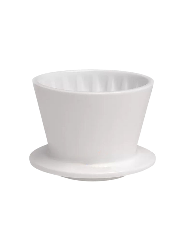 White ceramic Timemore B75 coffee dripper in a white background in Canada