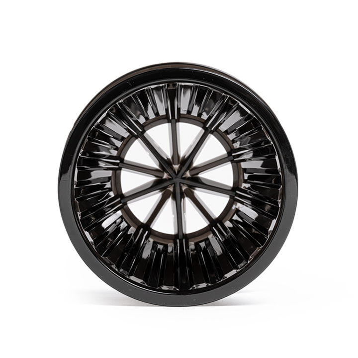 Top view of a Timemore Crystal Eye B75 plastic pour-over coffee dripper in Amber Black.