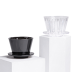 Timemore Crystal Eye B75 plastic pour-over coffee dripper in Clear and Amber Black.